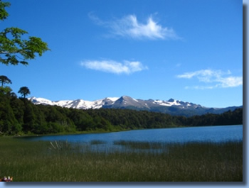 Lake Isolda on a horseback trailride in chilean andes